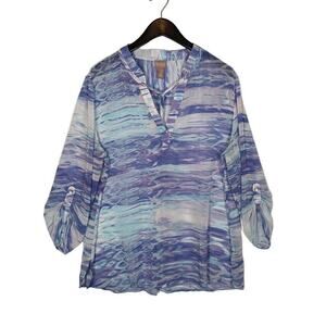 Chicos semi sheer watercolor breezy blouse size xl 3